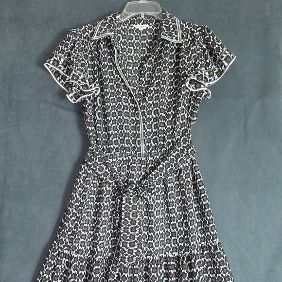 Max Studio London Shirt Dress Womens M Black Floral Button Tiered Maxi Belt $178 - Picture 2 of 10